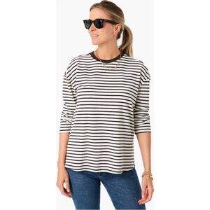 Pomander Place Tuckernuck Breton Striped Knit Top Navy white Popover